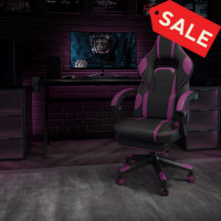 Flash Furniture CH-00288-PR-GG X40 Gaming Chair Racing Ergonomic Computer Chair with Fully Reclining Back/Arms, Slide-Out Footrest, Massaging Lumbar - Black/Purple